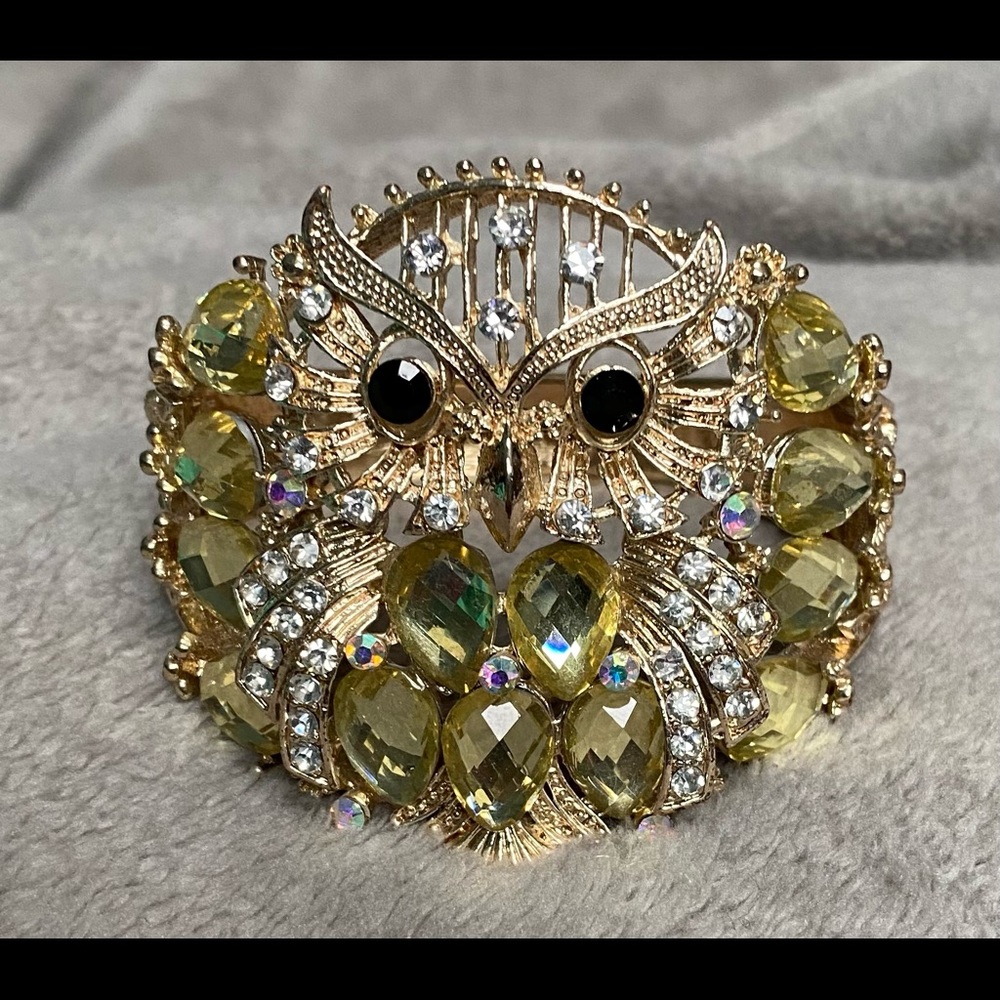 Owl gemstone filled bracelet, beautifully detailed.